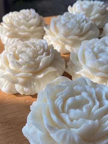 Peony Blossom Candles – Hand-Poured and Highly Detailed for Unique Decor Diwali, Gifts, New Year, Festival, Pooja Bhai Dhuj, Pack of 2, White Colour, unscented