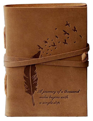 CAVALO - Be Unique Leather Diary Embossed With Leaf of Tree & a Quote Antique Handmade Leather Bound Diary cum Notepad for Men and Women Plain Paper of 5×7 Inch Size 240 Pages Perfect for Travel Diary