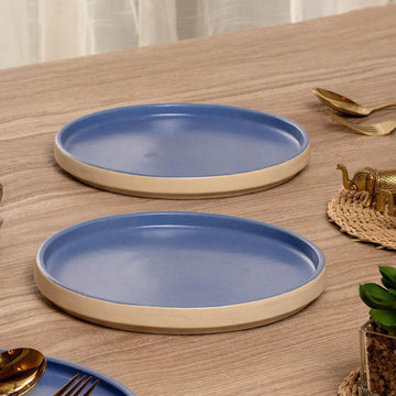 10Club Quarter Plates (Set of 2, 7 Inches) | Ceramic Diningware | Microwavesafe | Jodhpuri Blue