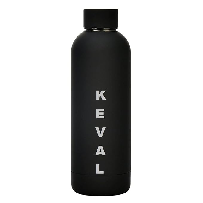 Personalized Bottle with Name Engraved,Customized Gift Single Wall Steel Bottle,Personalized Water Bottle Birthday Gift for Men and Women, Corporate Gifts for Employees Name Printed (BOTTEL 1 BLACK)