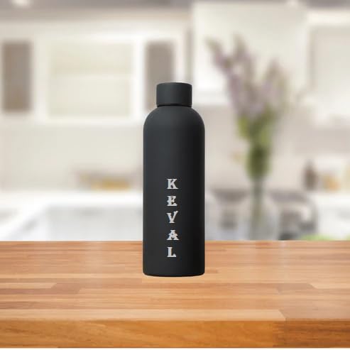 Personalized Bottle with Name Engraved,Customized Gift Single Wall Steel Bottle,Personalized Water Bottle Birthday Gift for Men and Women, Corporate Gifts for Employees Name Printed (BOTTEL 1 BLACK)