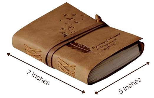 CAVALO - Be Unique Leather Diary Embossed With Leaf of Tree & a Quote Antique Handmade Leather Bound Diary cum Notepad for Men and Women Plain Paper of 5×7 Inch Size 240 Pages Perfect for Travel Diary