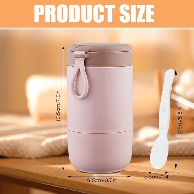 Wosta Lunch Box, Yogurt Container with Lid, Leak Proof Stainless Steel Cups with Lids and Reusable Plastic Spoon,Overnight Oats Containers with Lid, Dishwasher Freezer Safe. (730 Ml, Pink)
