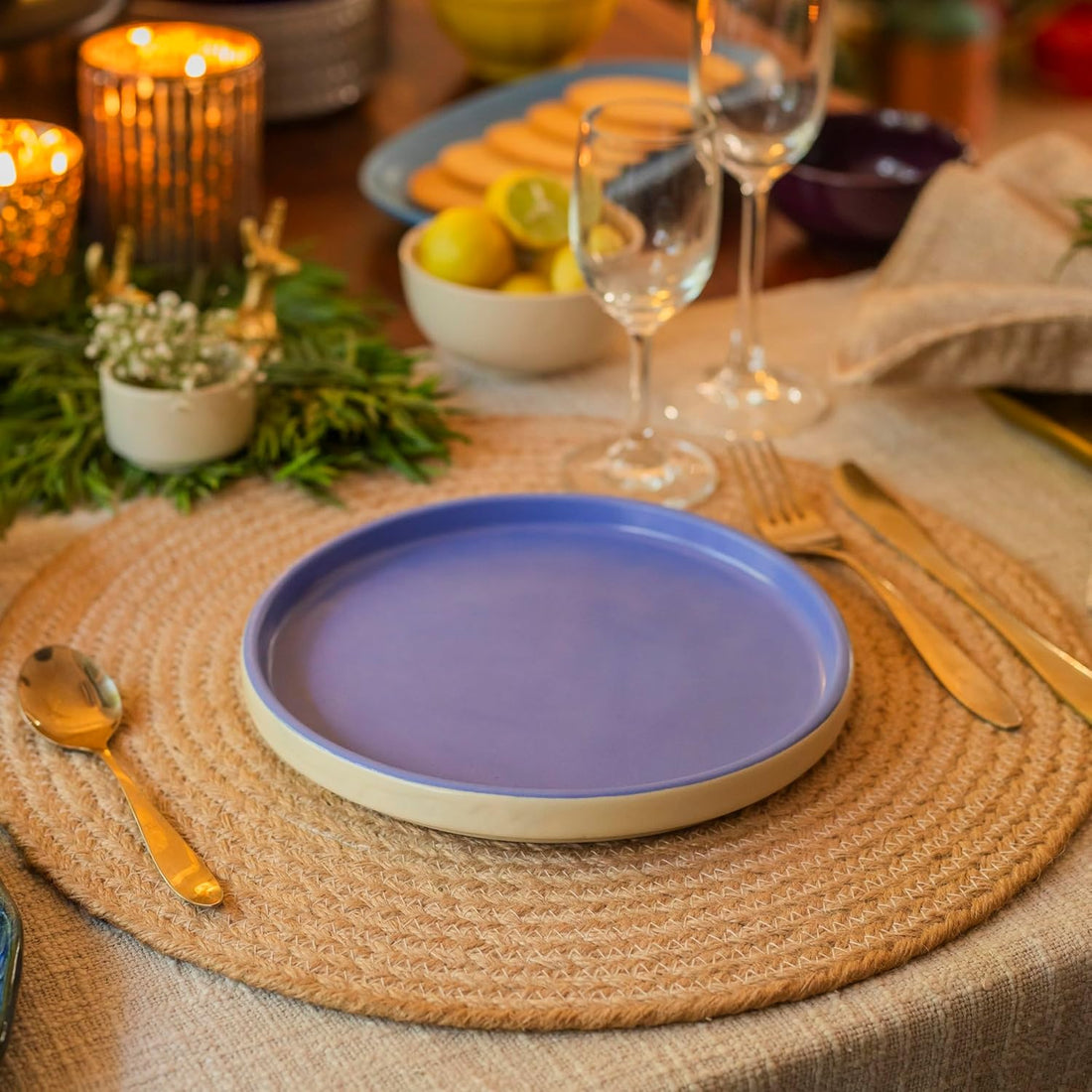 10Club Quarter Plates (Set of 2, 7 Inches) | Ceramic Diningware | Microwavesafe | Jodhpuri Blue